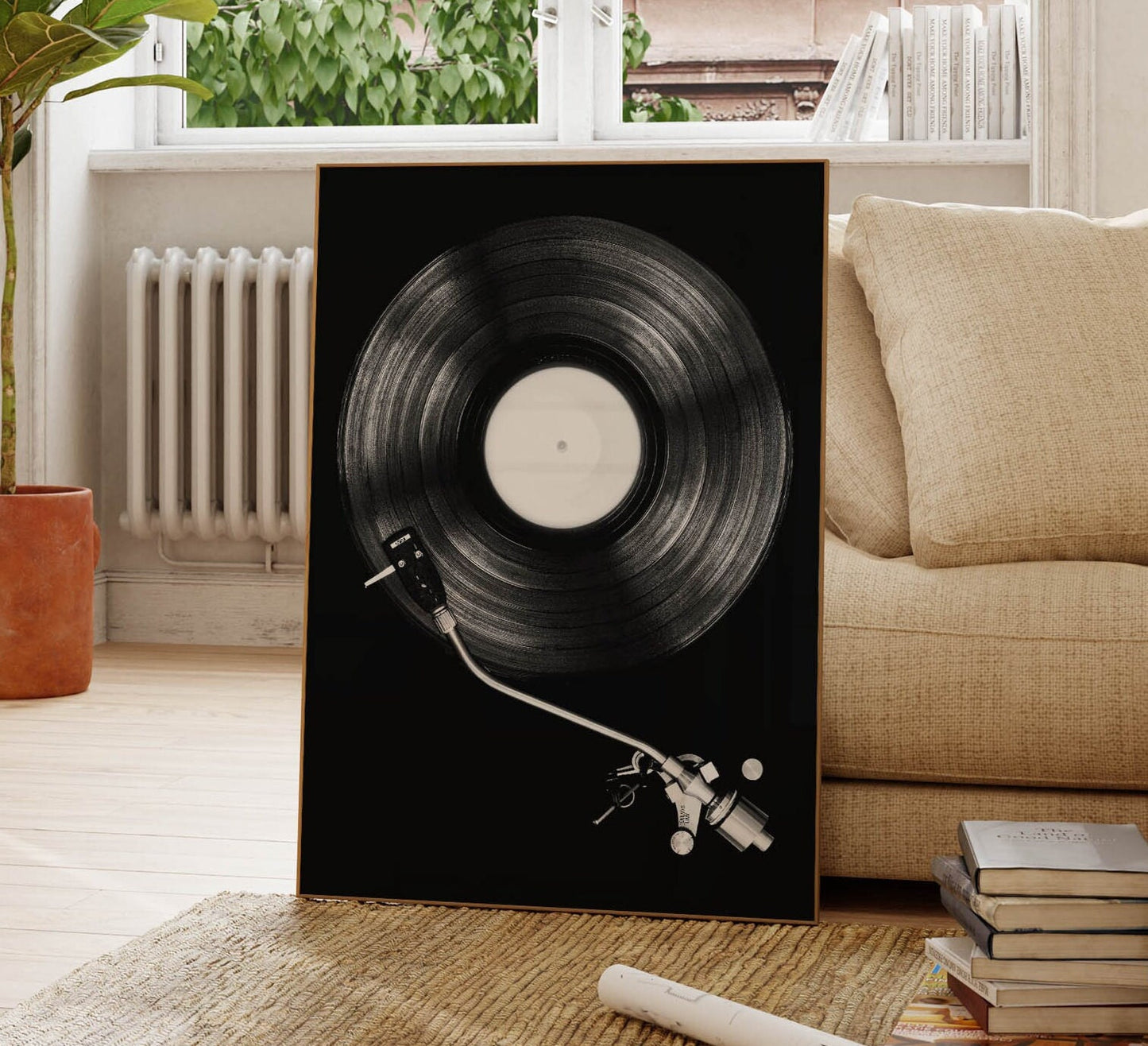 Cool Black and White Photographic Record Player Print