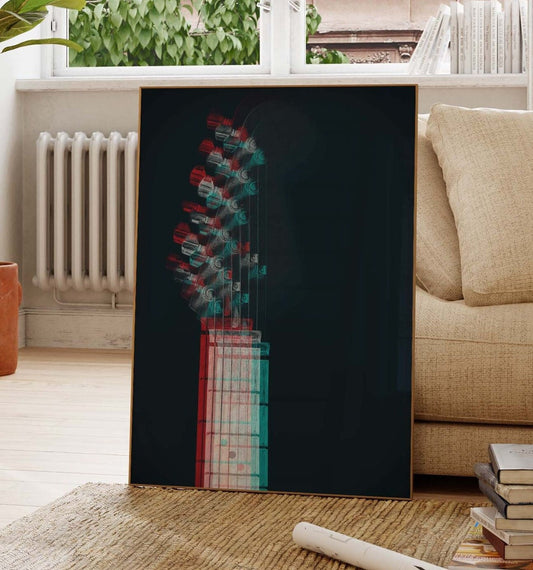 Cool Guitar Glitch Photographic Wall Art Print