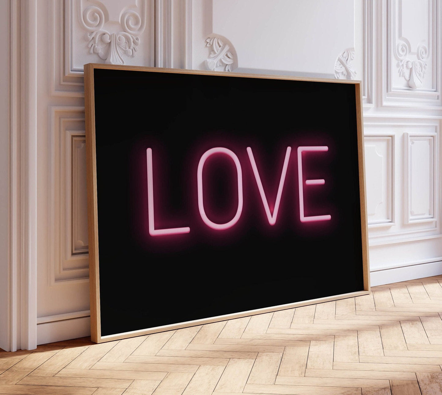 Cool Graphic Bright Pink Neon Love Sign Art Print