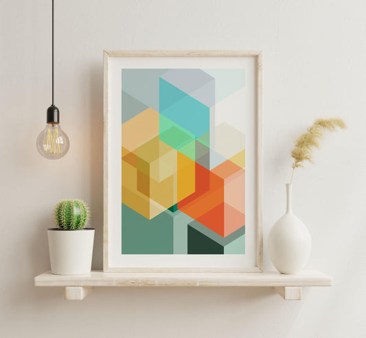 Bright Colorful Abstract Modern Art Print