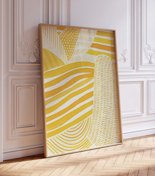 Fun Yellow Illustration Abstract Art Print