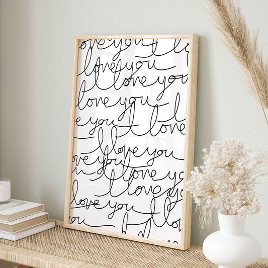 Handwritten I Love You Poster Print