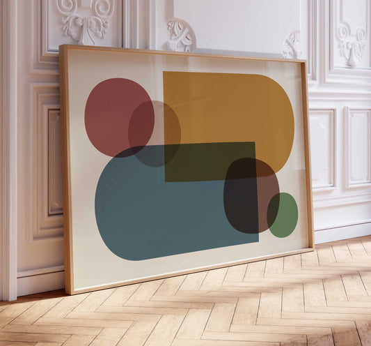 Colorful Modern Shapes Abstract Art Print - Bold Home Decor