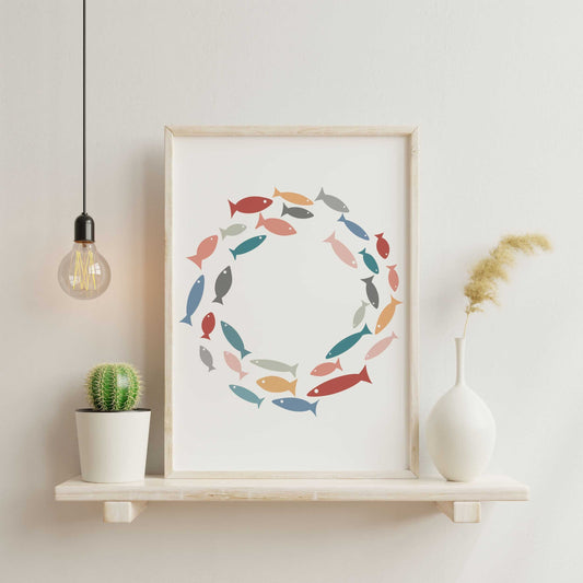 Fun Colorful Modern Abstract Fish Art Print