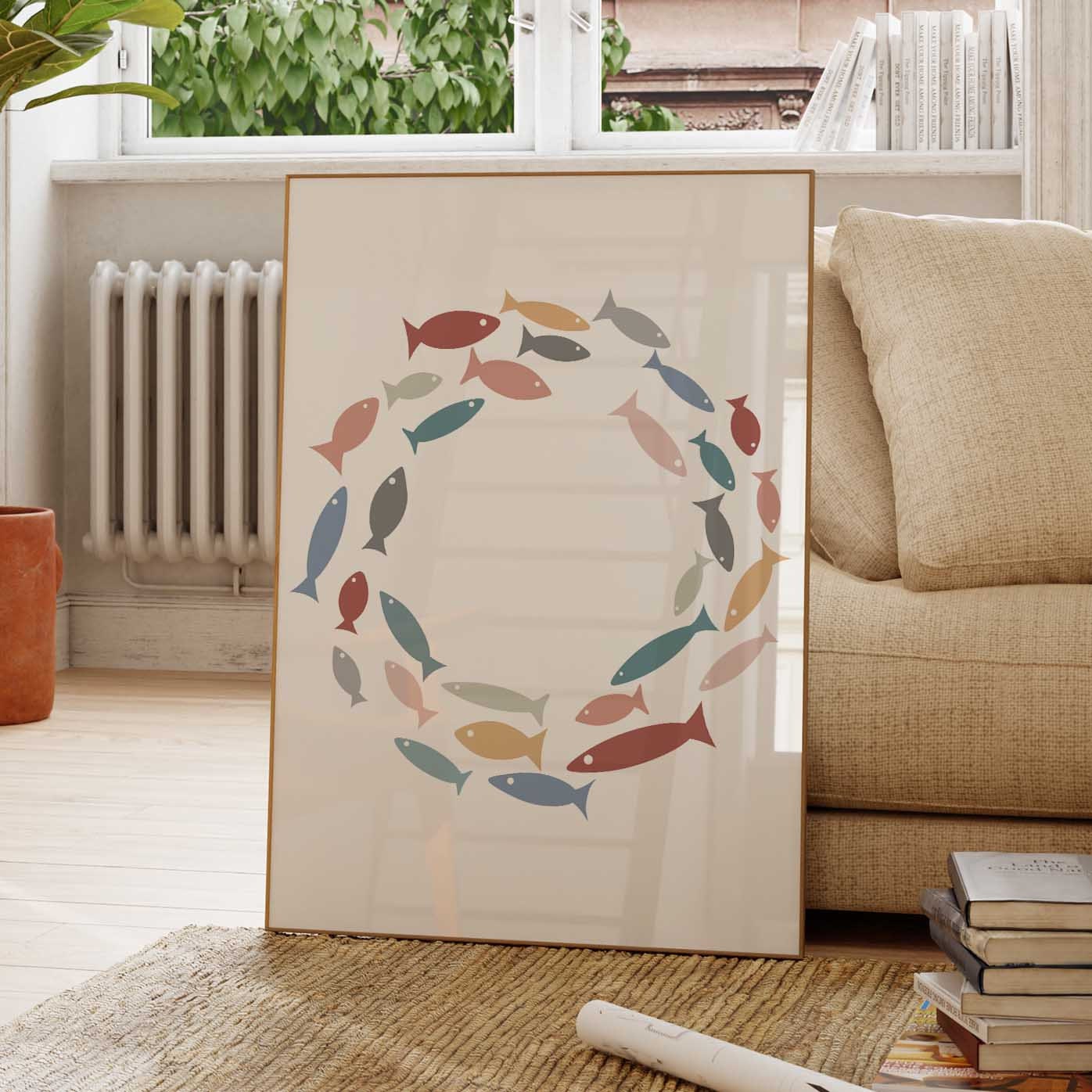 Fun Colorful Modern Abstract Fish Art Print
