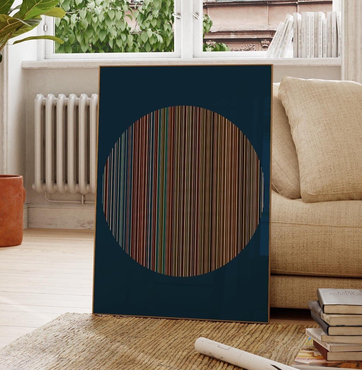 Large Dark Blue Modern Abstract Art Print