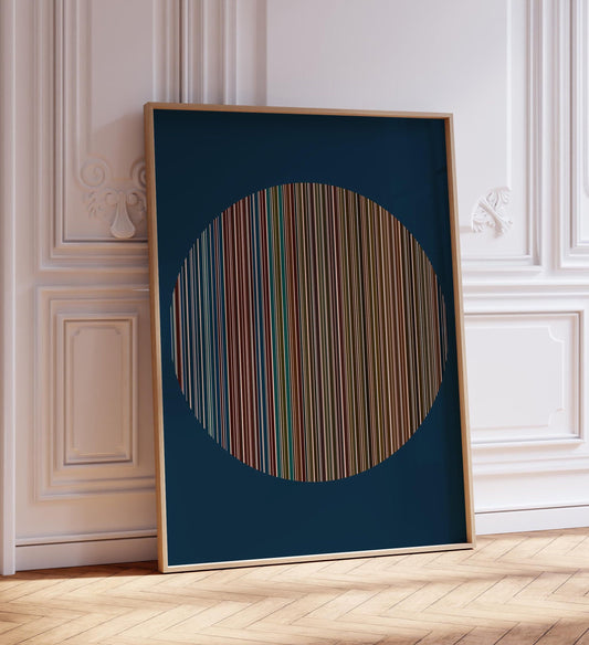Large Dark Blue Modern Abstract Art Print