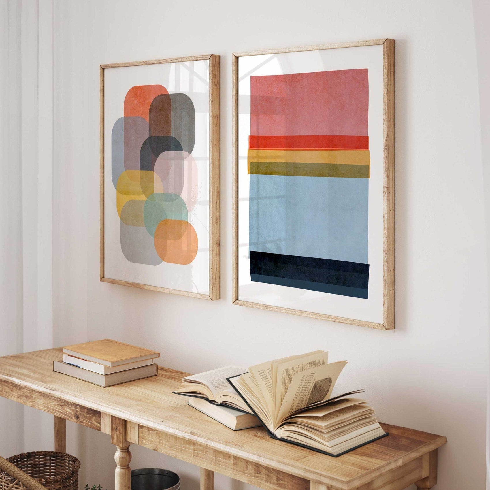 Set of 2 Colorful Abstract Modern Art Prints