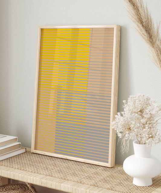 Modern Yellow and Blue Line Art Print - Minimal Abstract Wall Decor