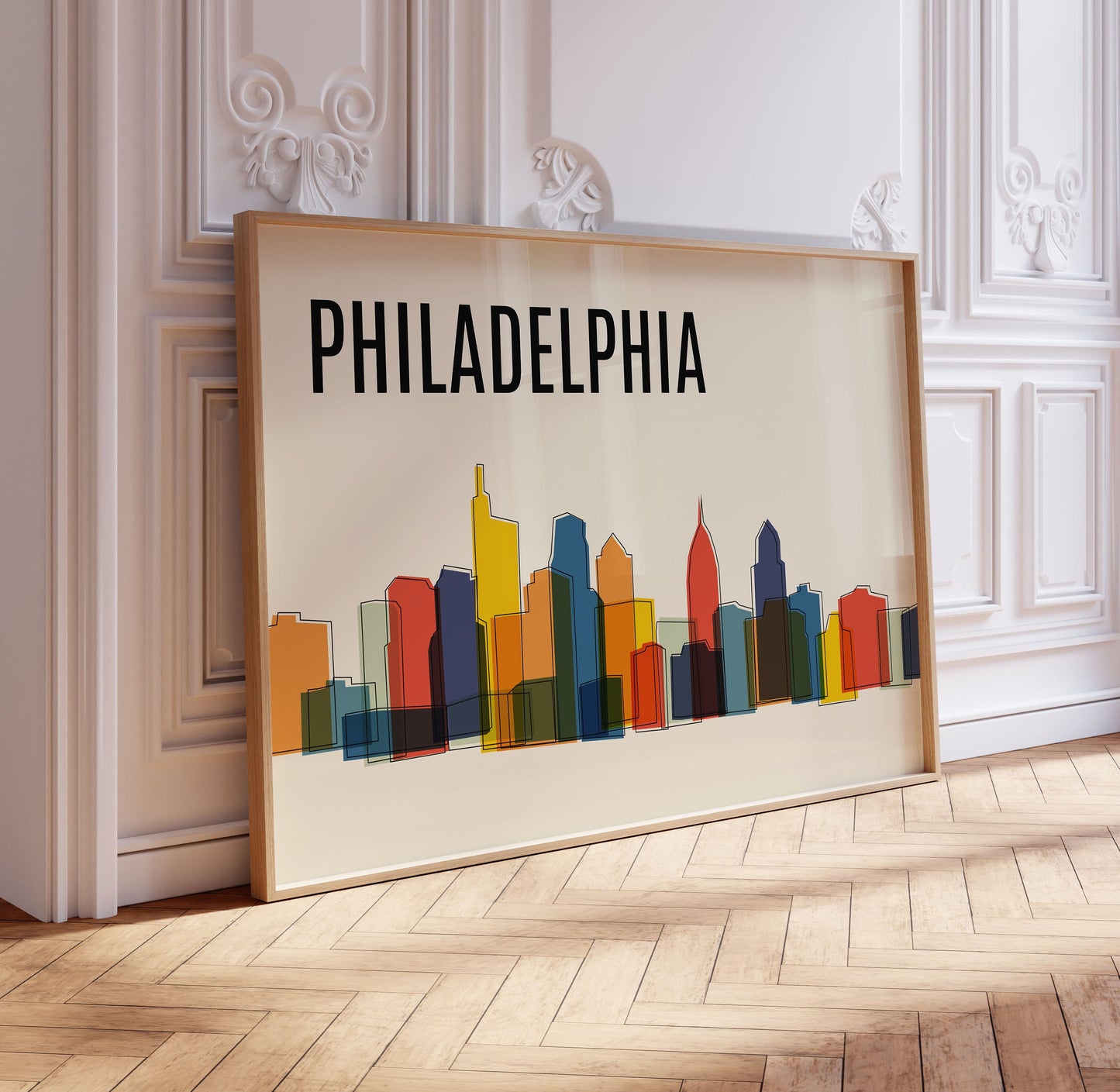 Colorful PHILADELPHIA Skyline Cityscape Art Print