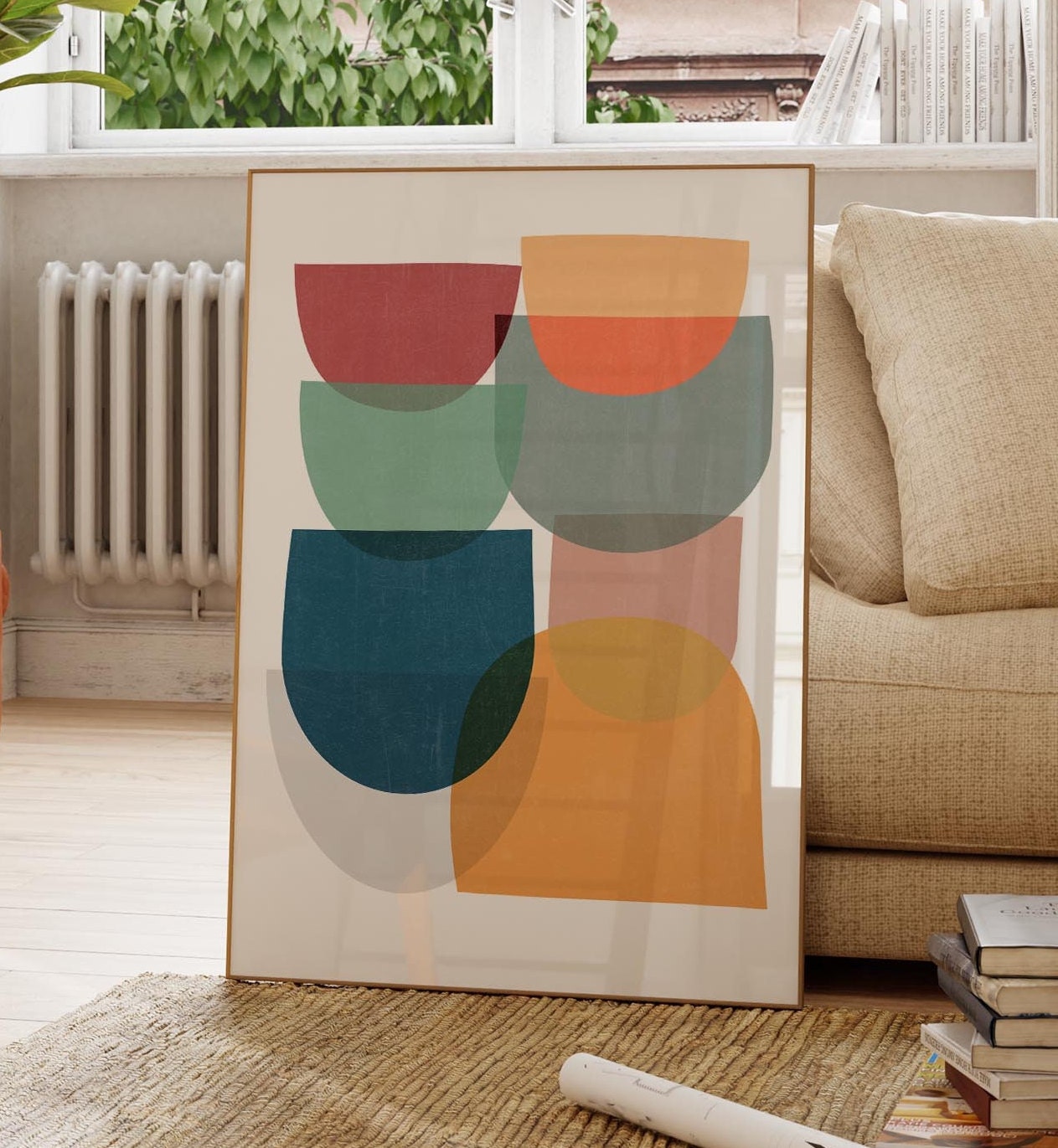 Set of 2 Colorful Mid Century Modern Art Prints