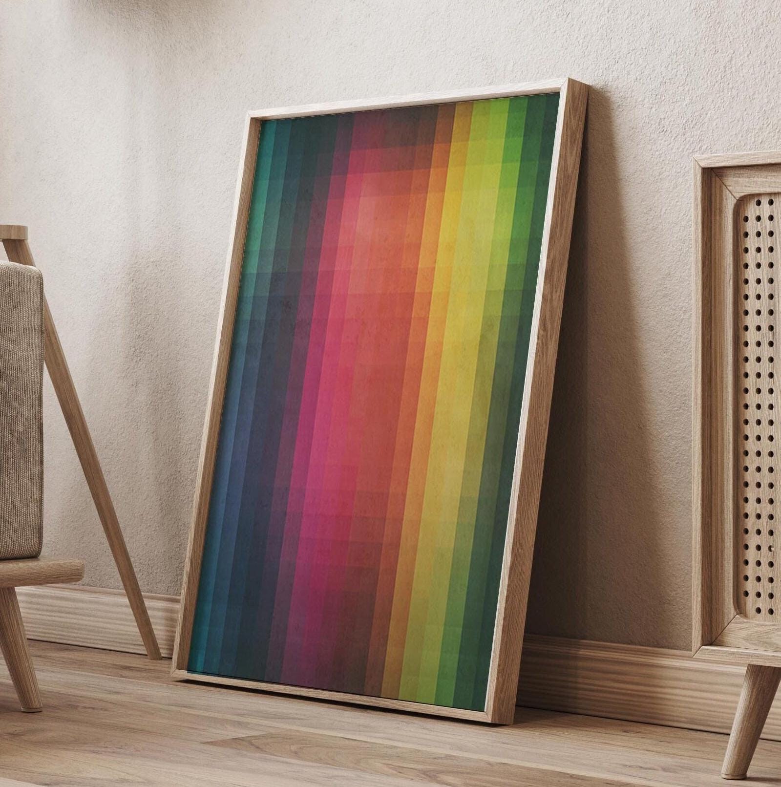 Cool Rainbow Pixel Abstract Art Print