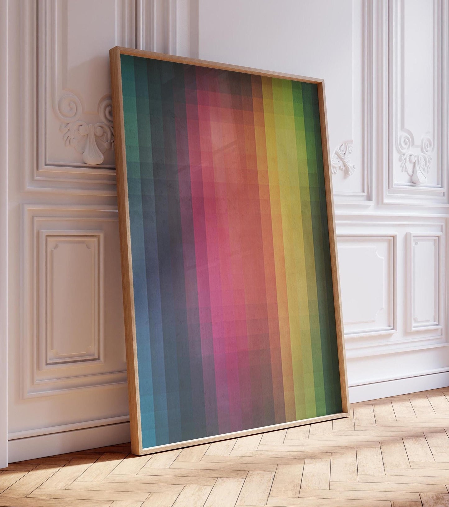 Cool Rainbow Pixel Abstract Art Print