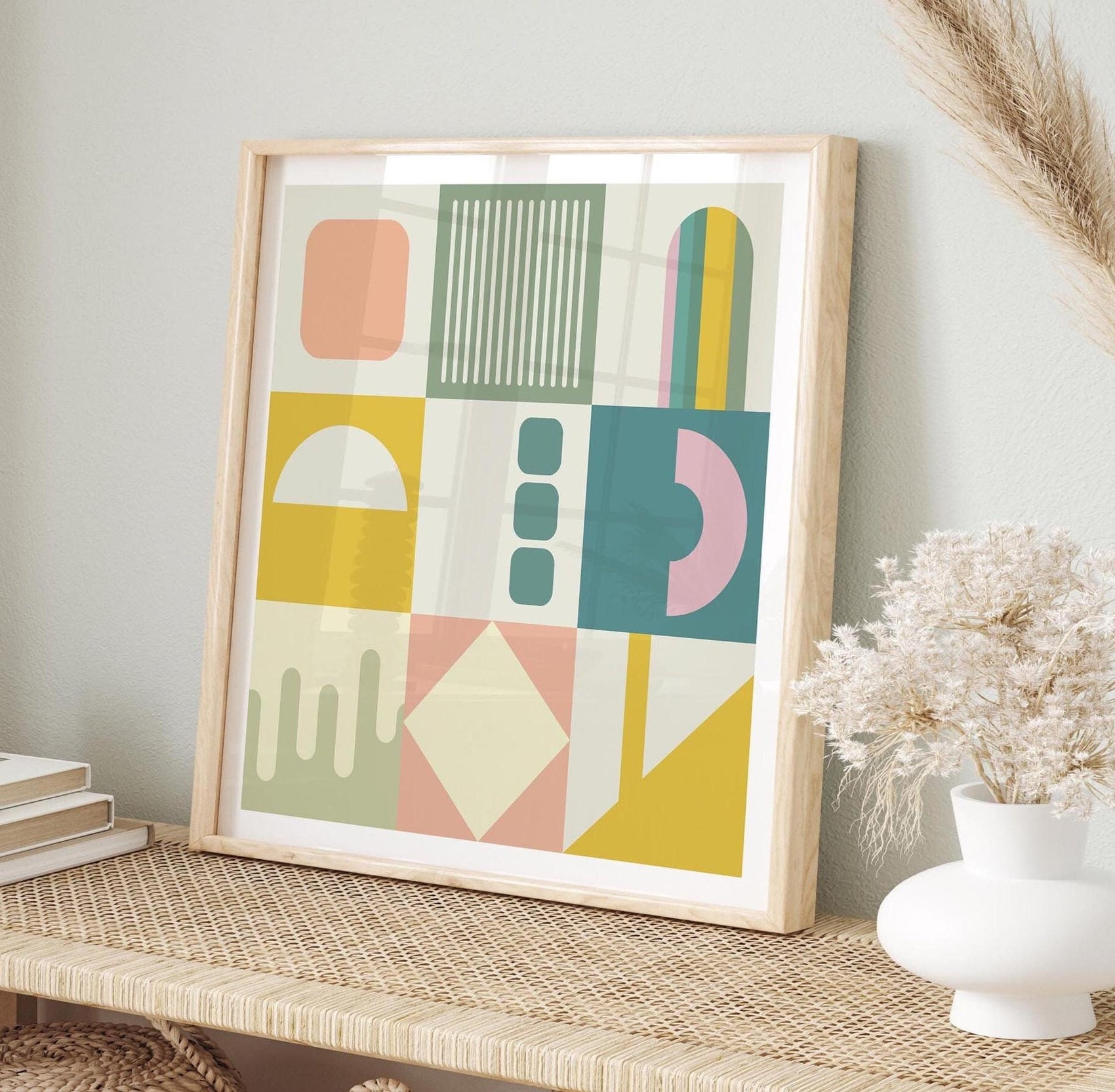 Cute Pastel Abstract Square Modern Art Print