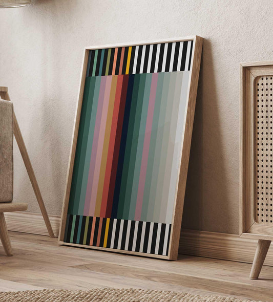 Large Modern Colorful Striped Art Print