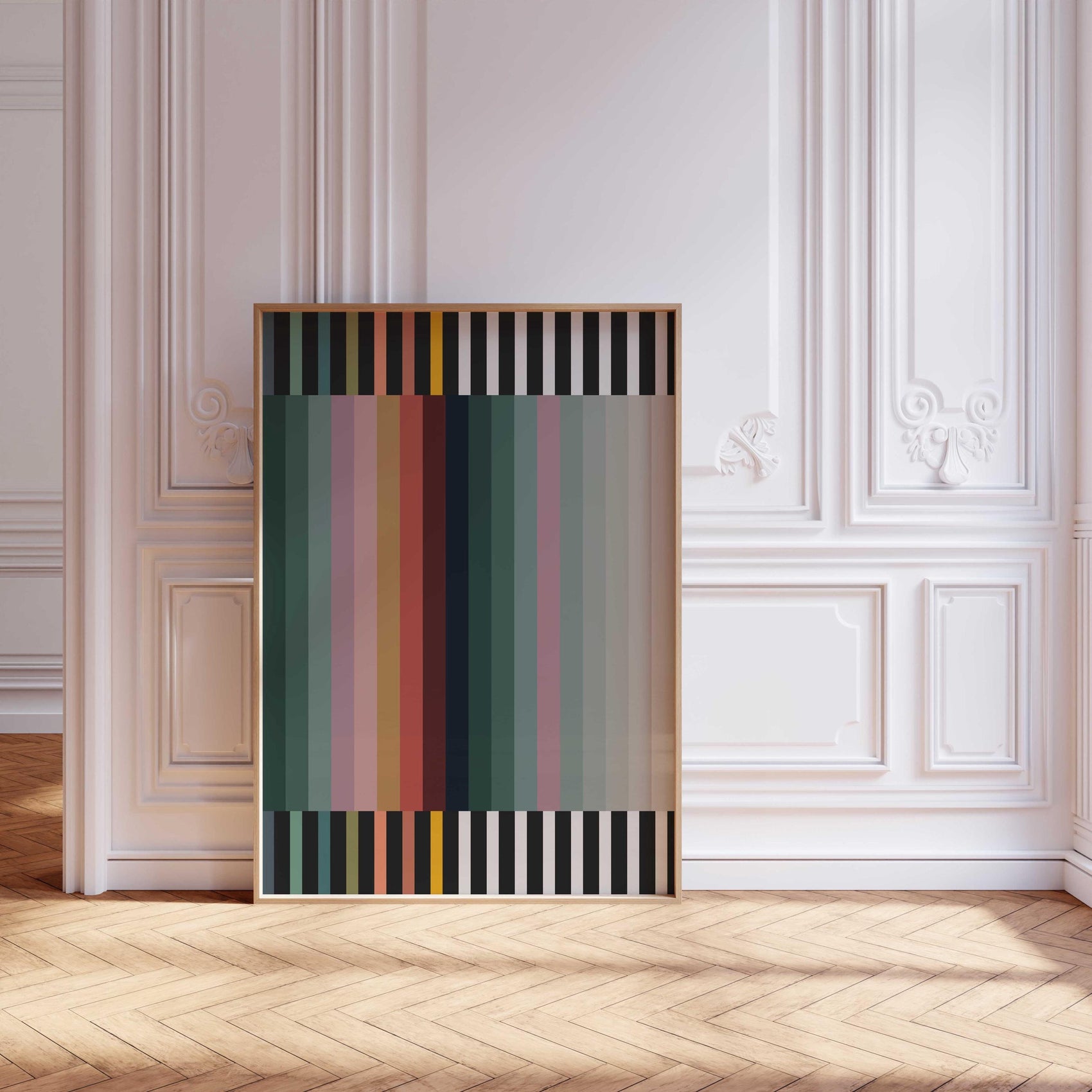Large Modern Colorful Striped Art Print