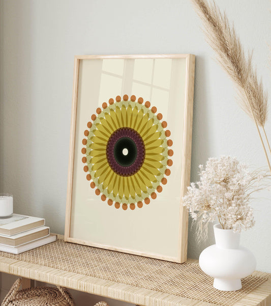 Cute Yellow Boho Mandala Art Print