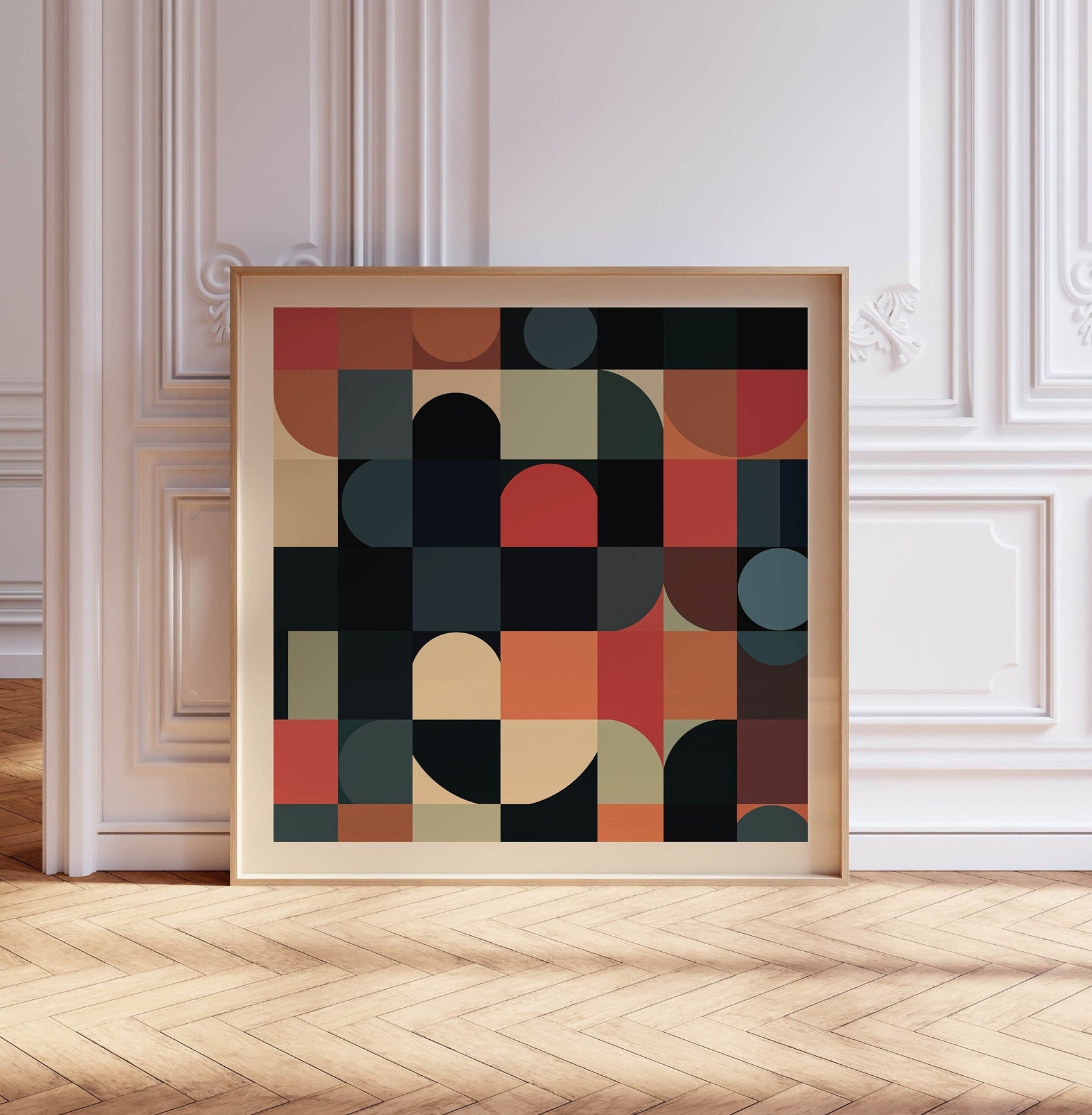 Cool Earth Tones Abstract Square Art Print