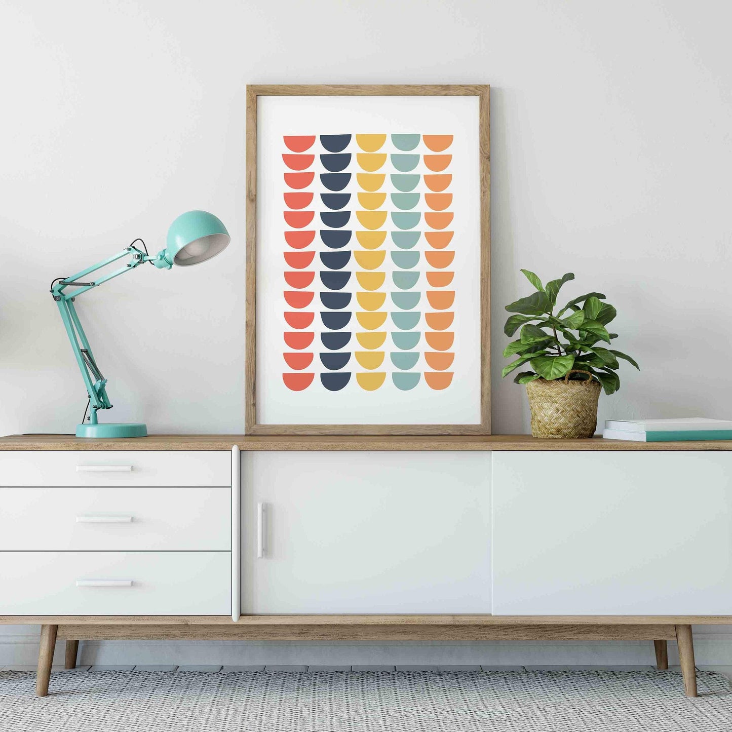 Cute Colorful Mid Century Scandi Art Print