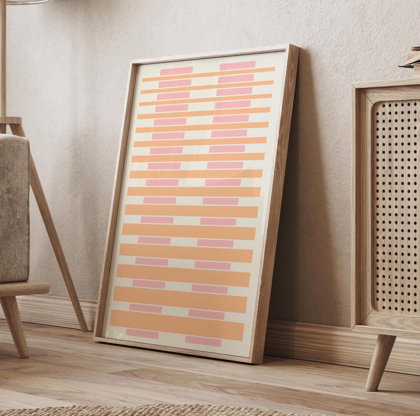 Boho Pink and Orange Modern Art Print