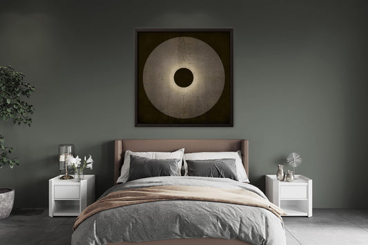 Modern Abstract Dark Sun Square Wall Art Print