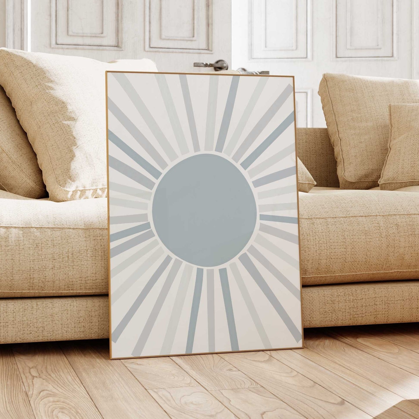 Cute Light Blue Abstract Sun Art Print