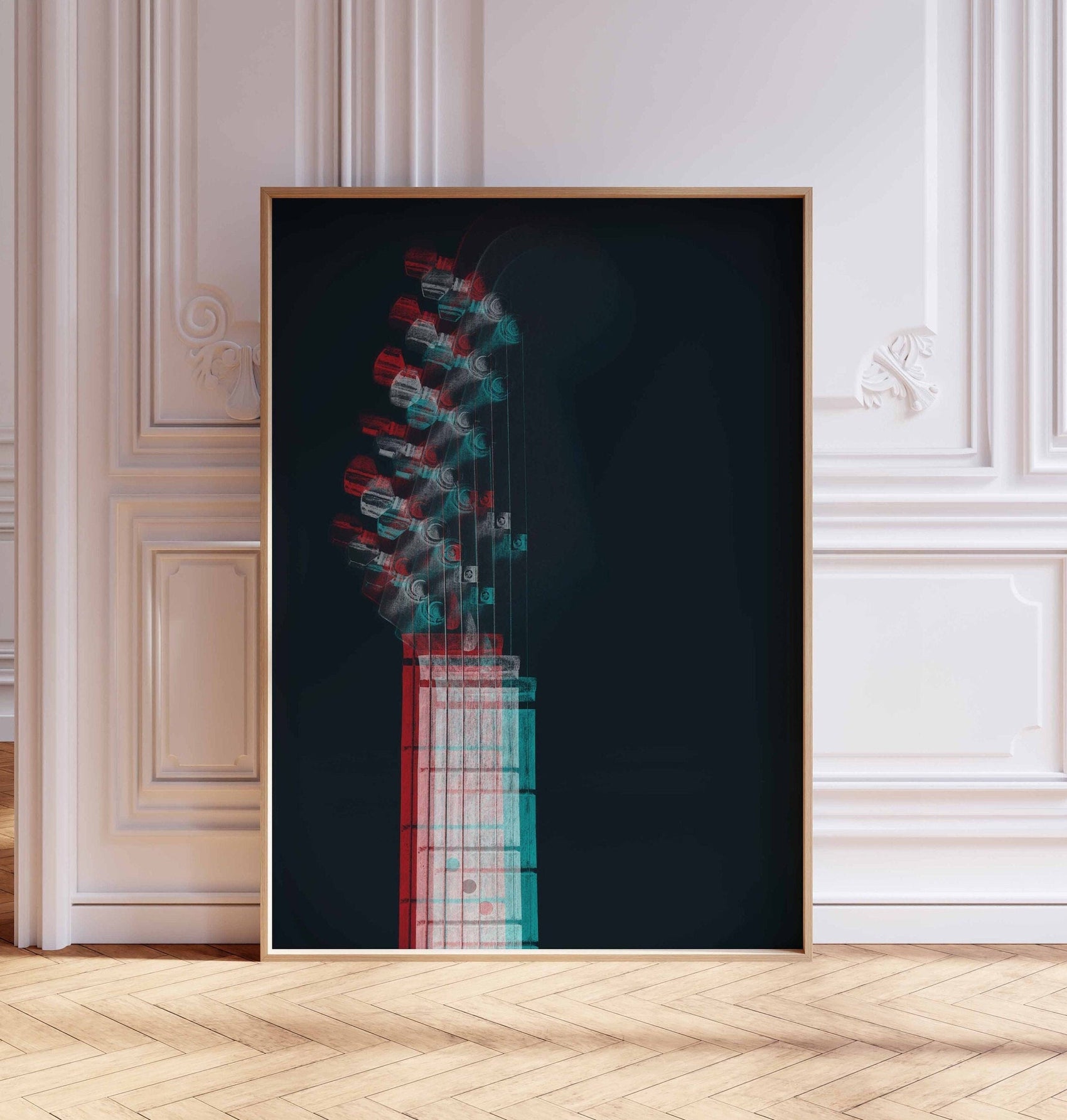 Cool Guitar Glitch Photographic Wall Art Print