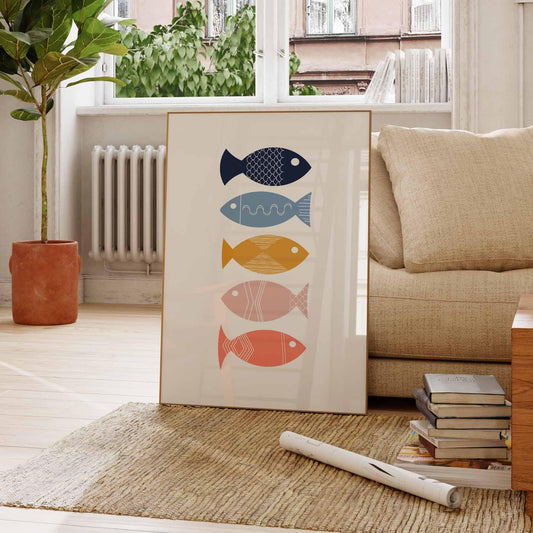 Colorful Modern Abstract Fish Art Print