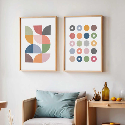 Set of 2 Fun Colorful Set of 2 Abstract Art Prints