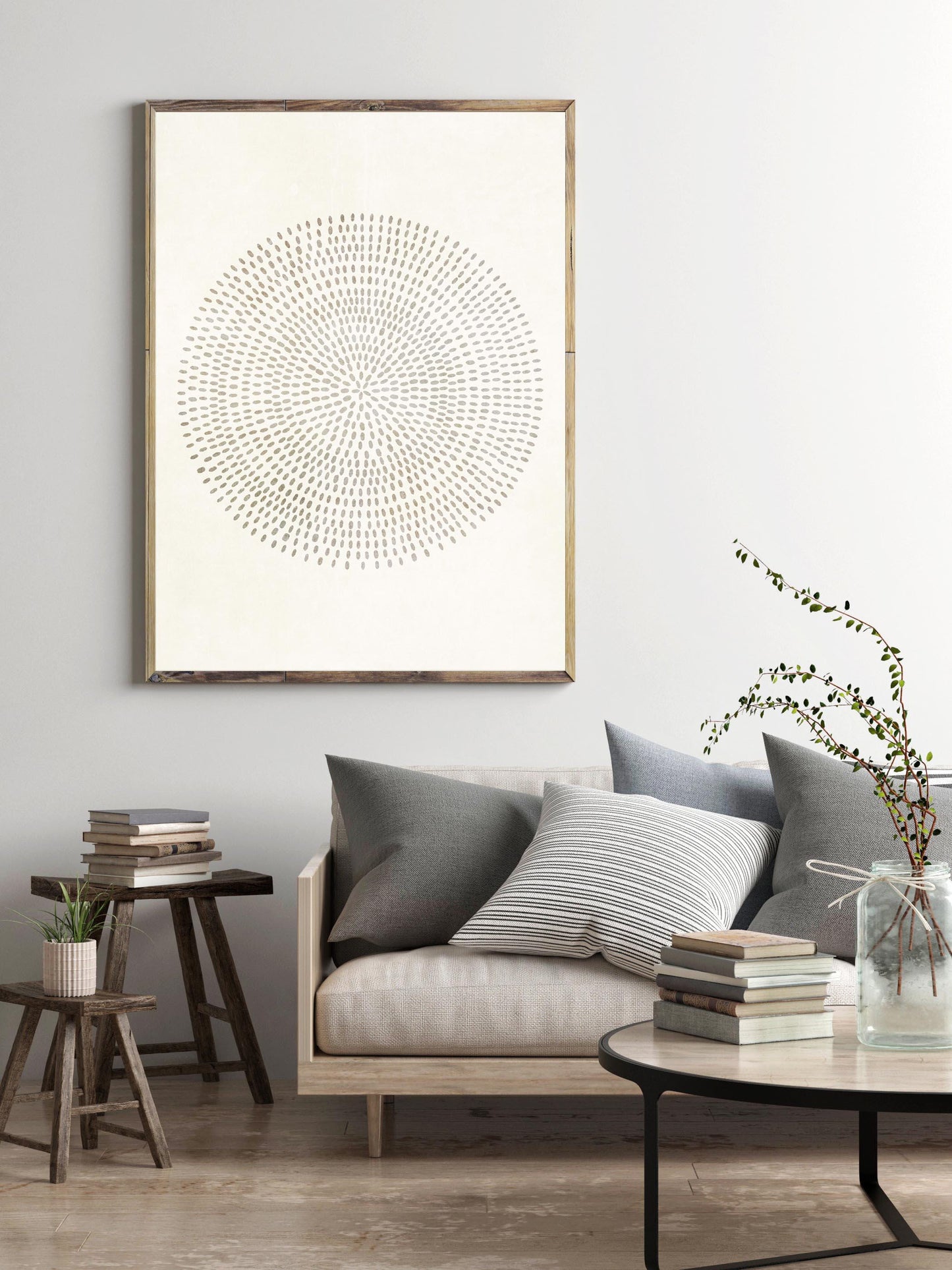Boho Neutral Abstract Illustration Wall Art Print