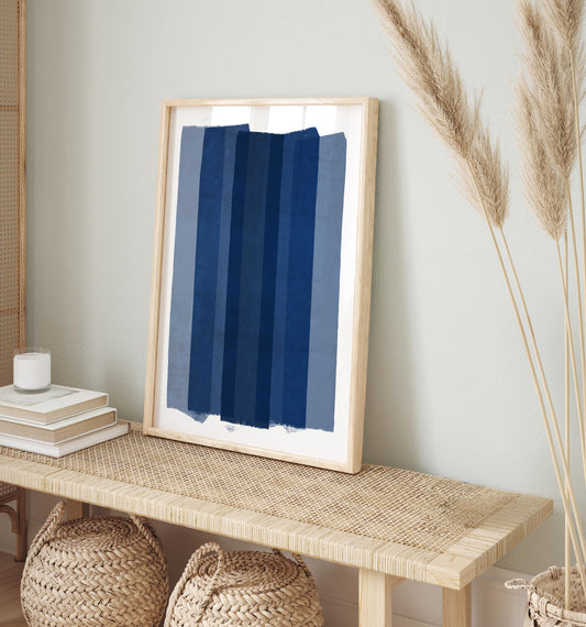 Blue Brush Stroke Abstract Art Print