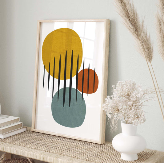 Mid Century Modern Abstract Print, in Retro Colors