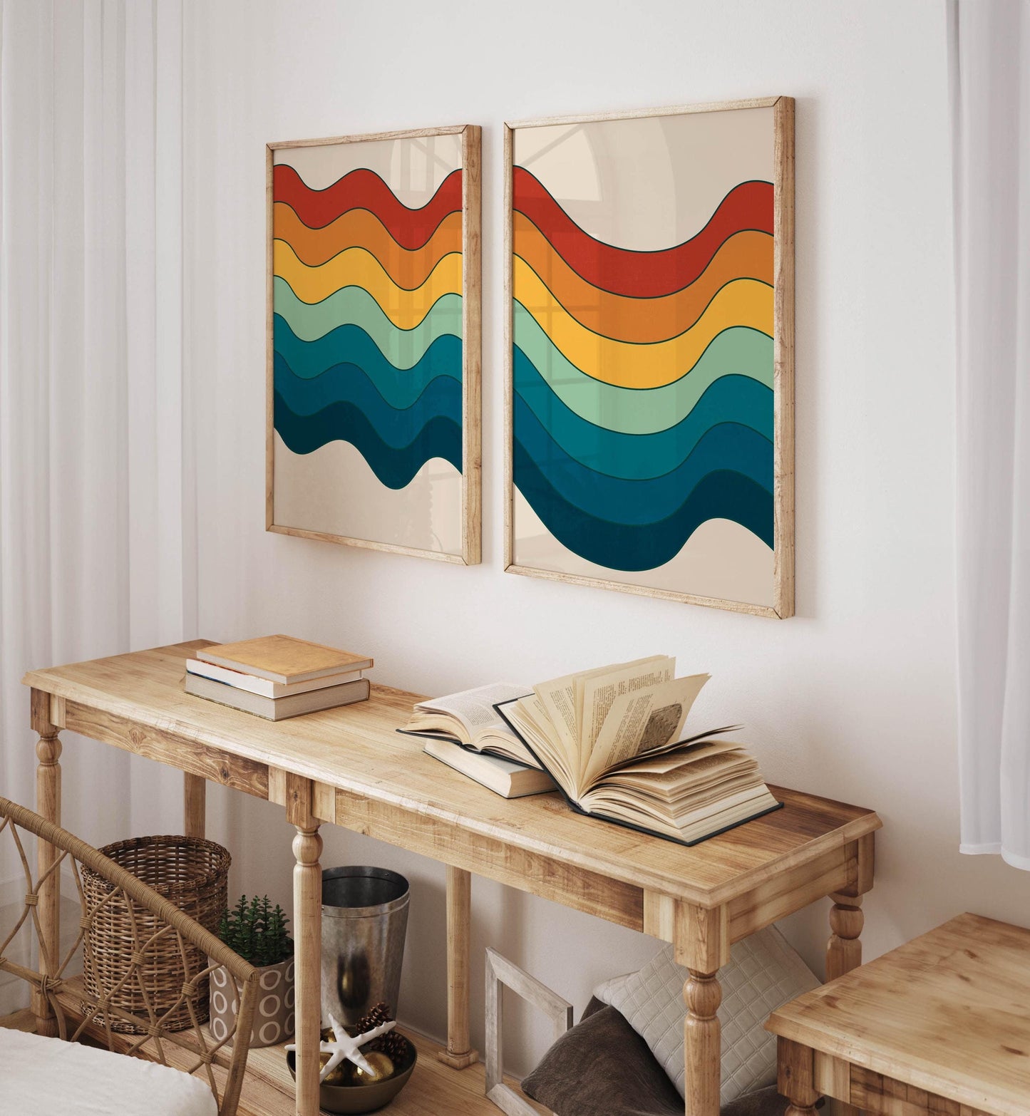 Set of 2 Fun Abstract Rainbow Art Abstract Prints