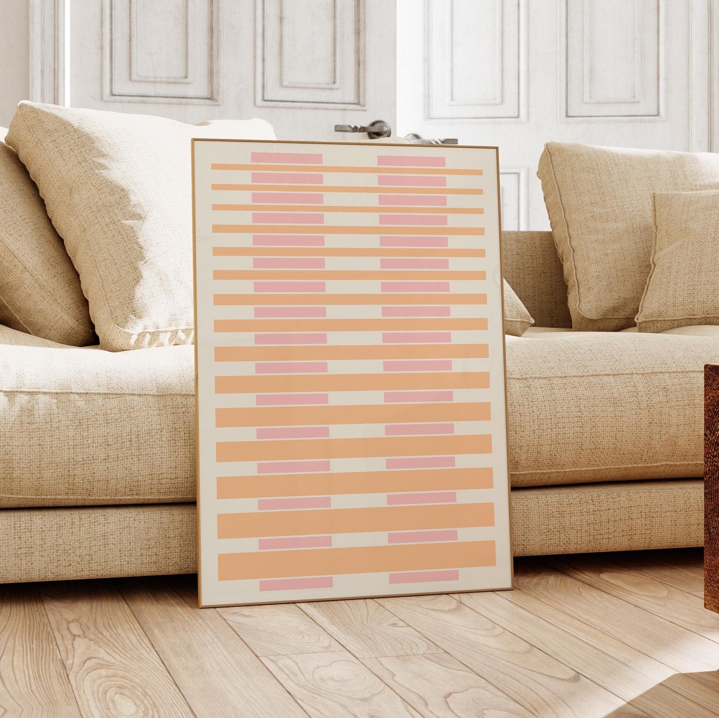 Boho Pink and Orange Modern Art Print