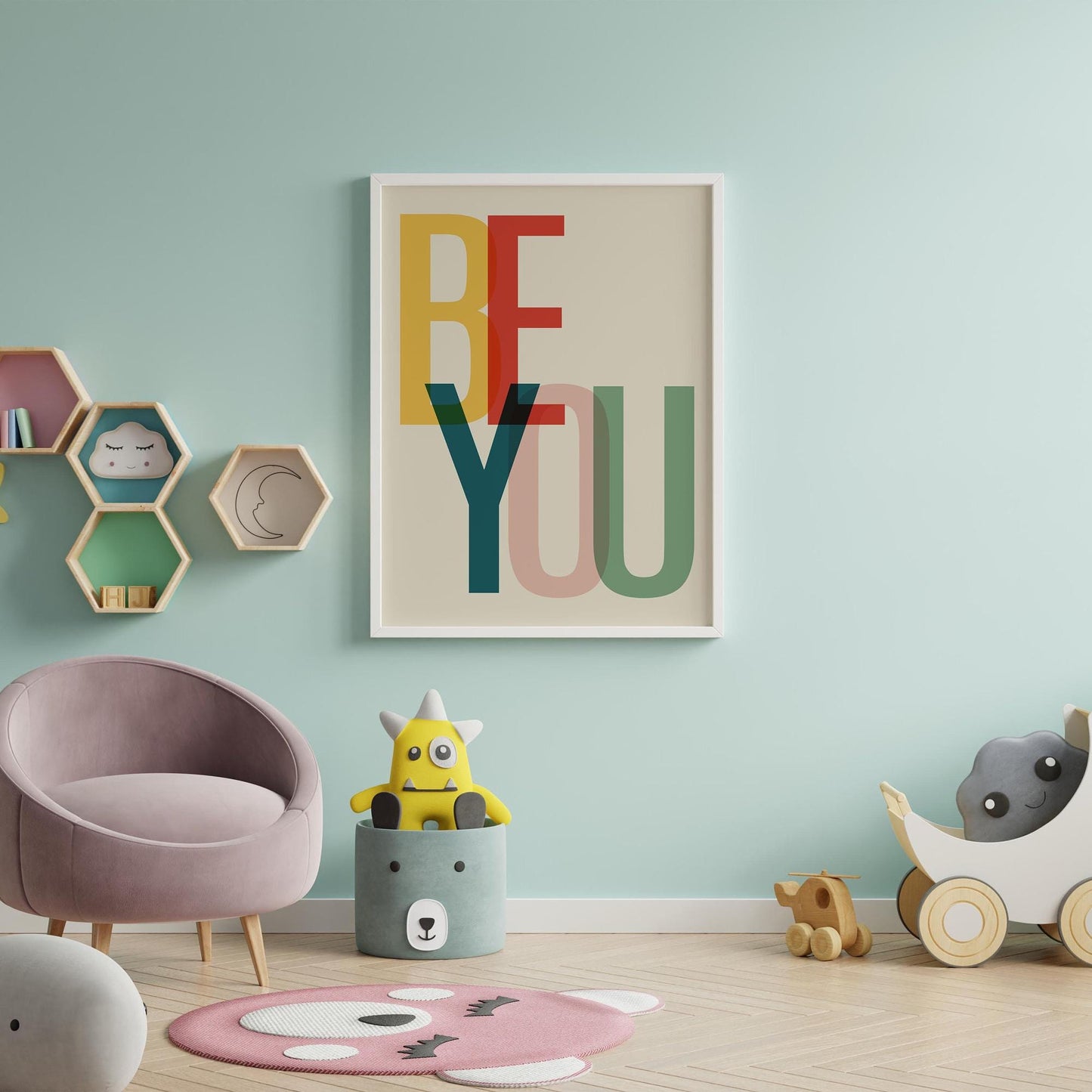 Colorful BE YOU Text Art Print