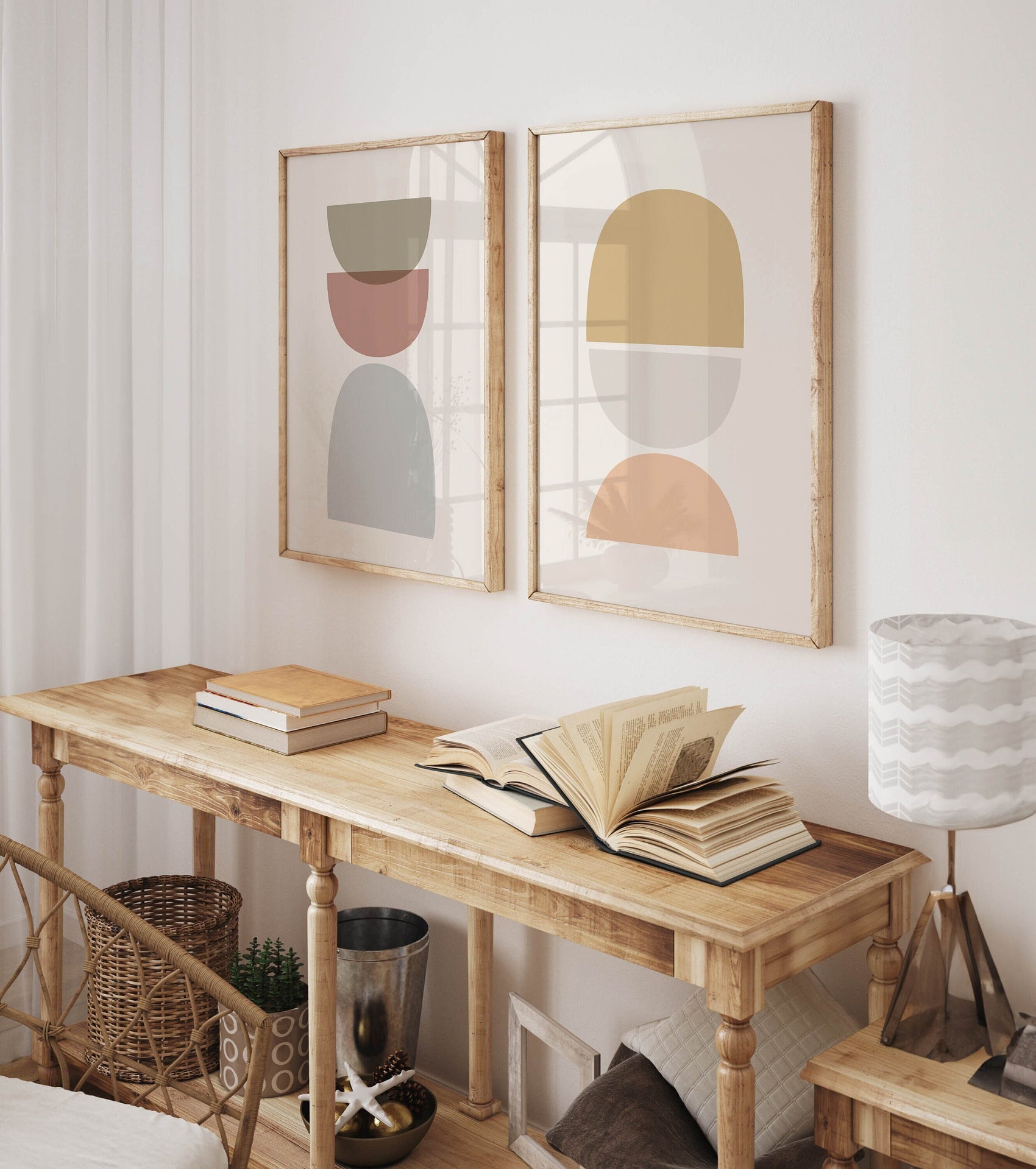 Set of 2 Boho Pastel Abstract Art Prints