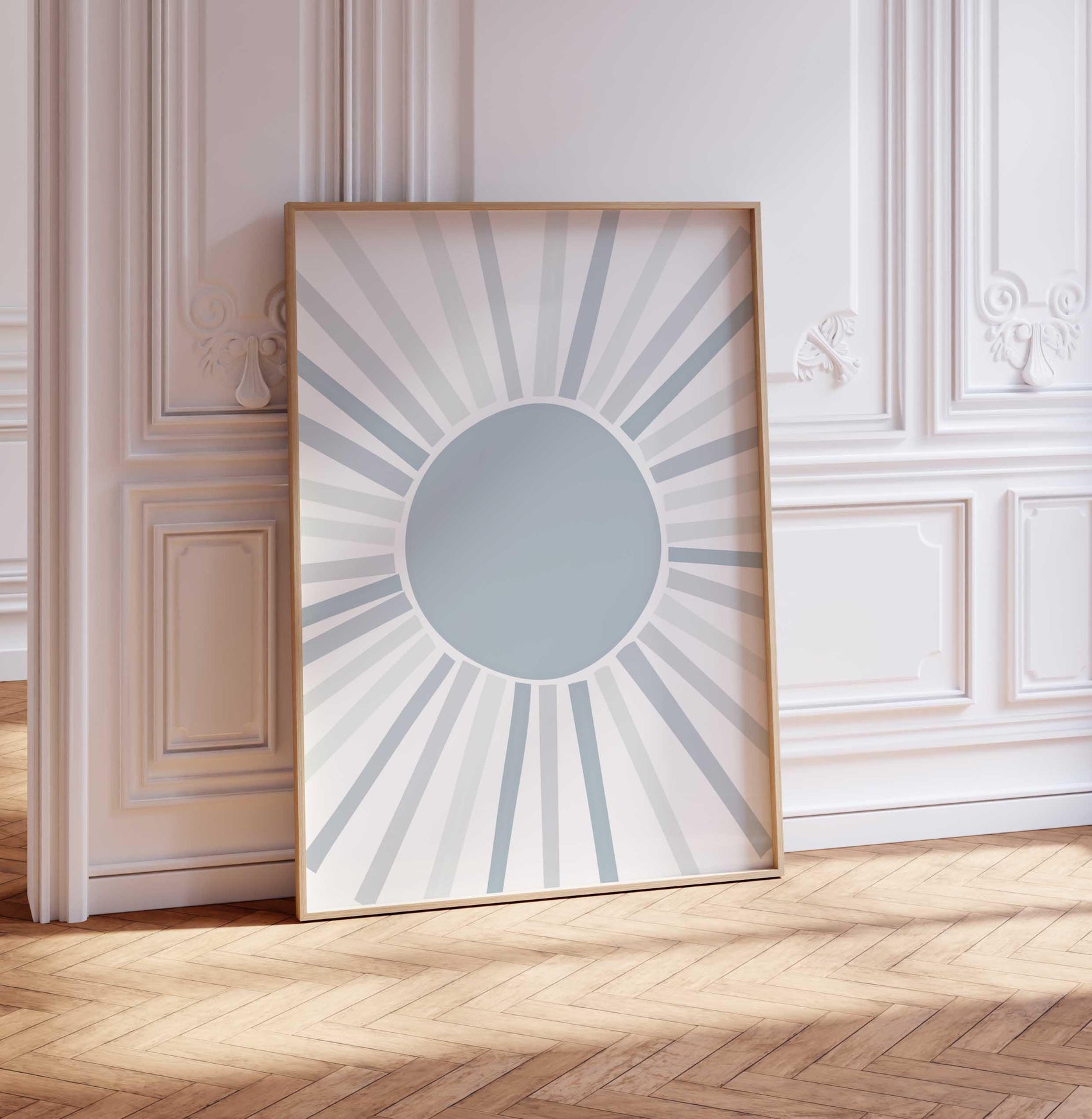 Cute Light Blue Abstract Sun Art Print
