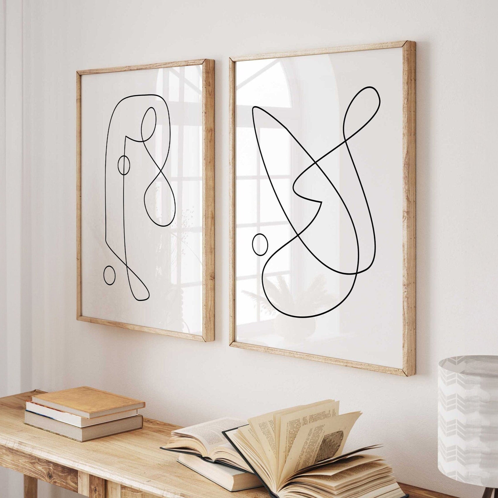 Set of 2 Modern Digital Line Art Prints