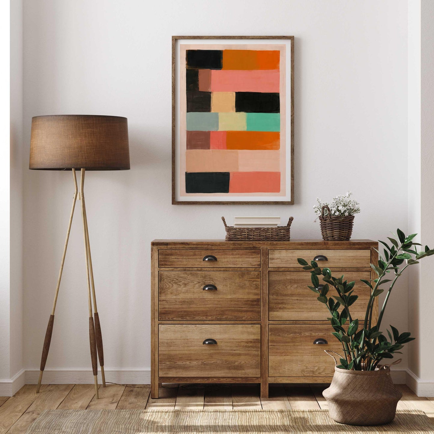 Boho Modern Abstract Painting, Color Block Wall Art