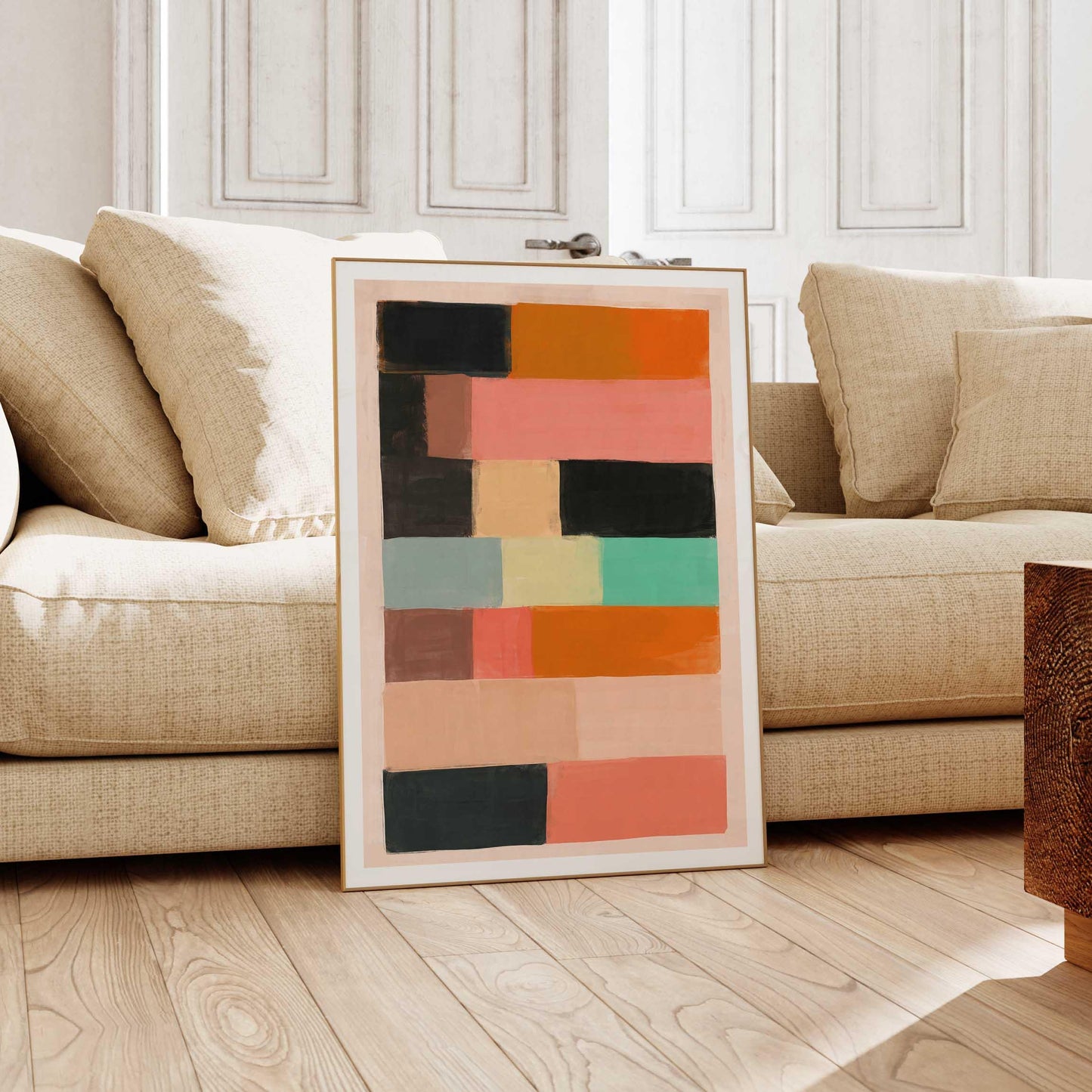 Boho Modern Abstract Painting, Color Block Wall Art