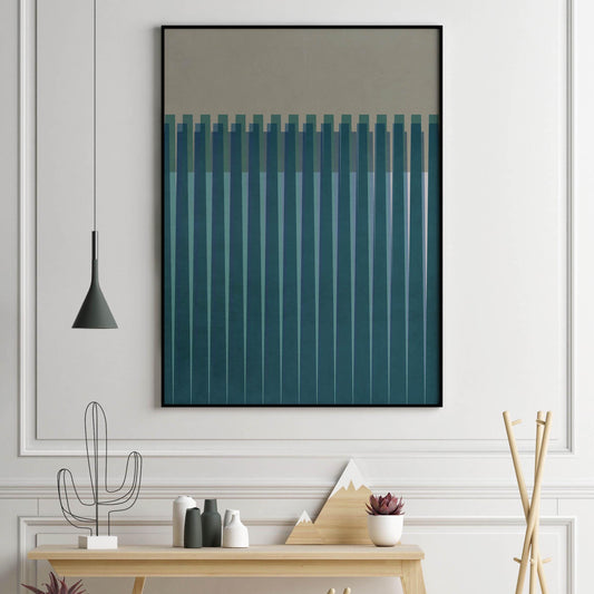 Boho Modern Blue and Grey Line Art Print