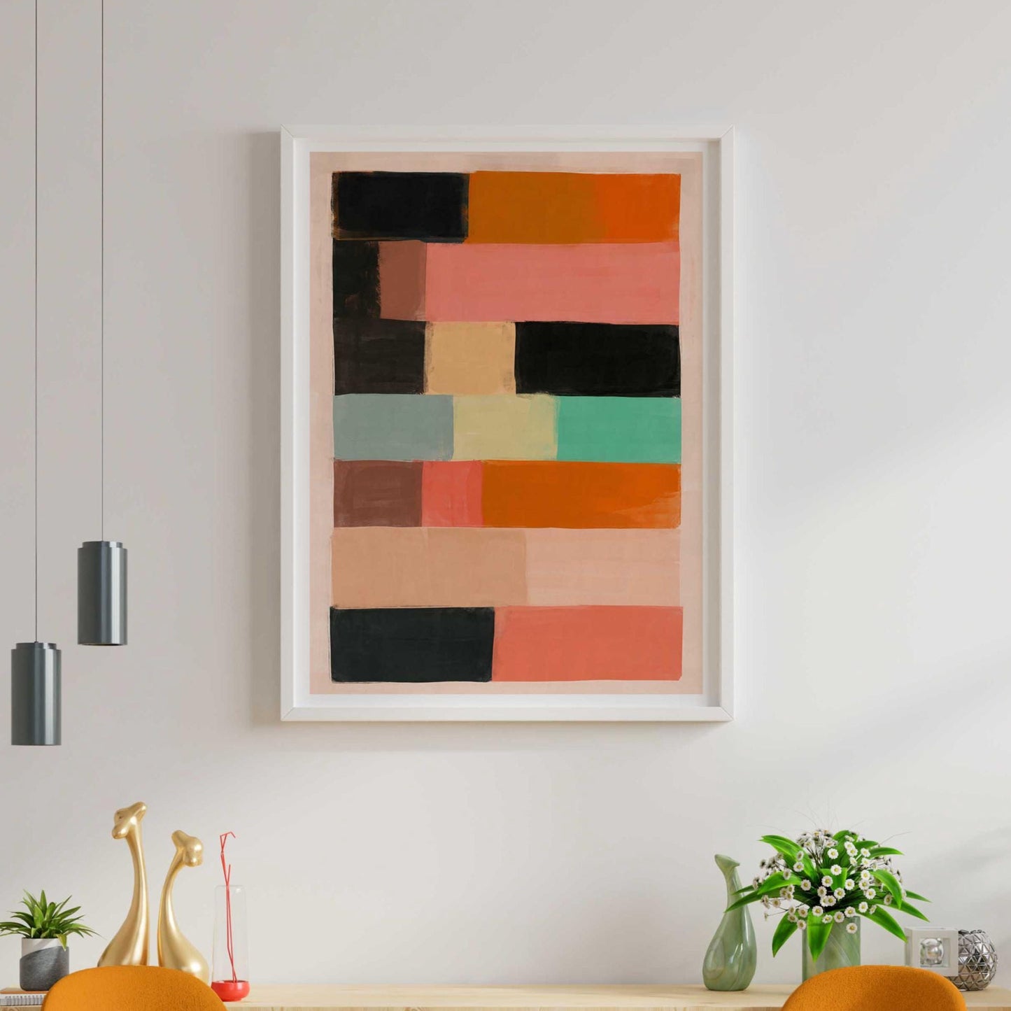 Boho Modern Abstract Painting, Color Block Wall Art