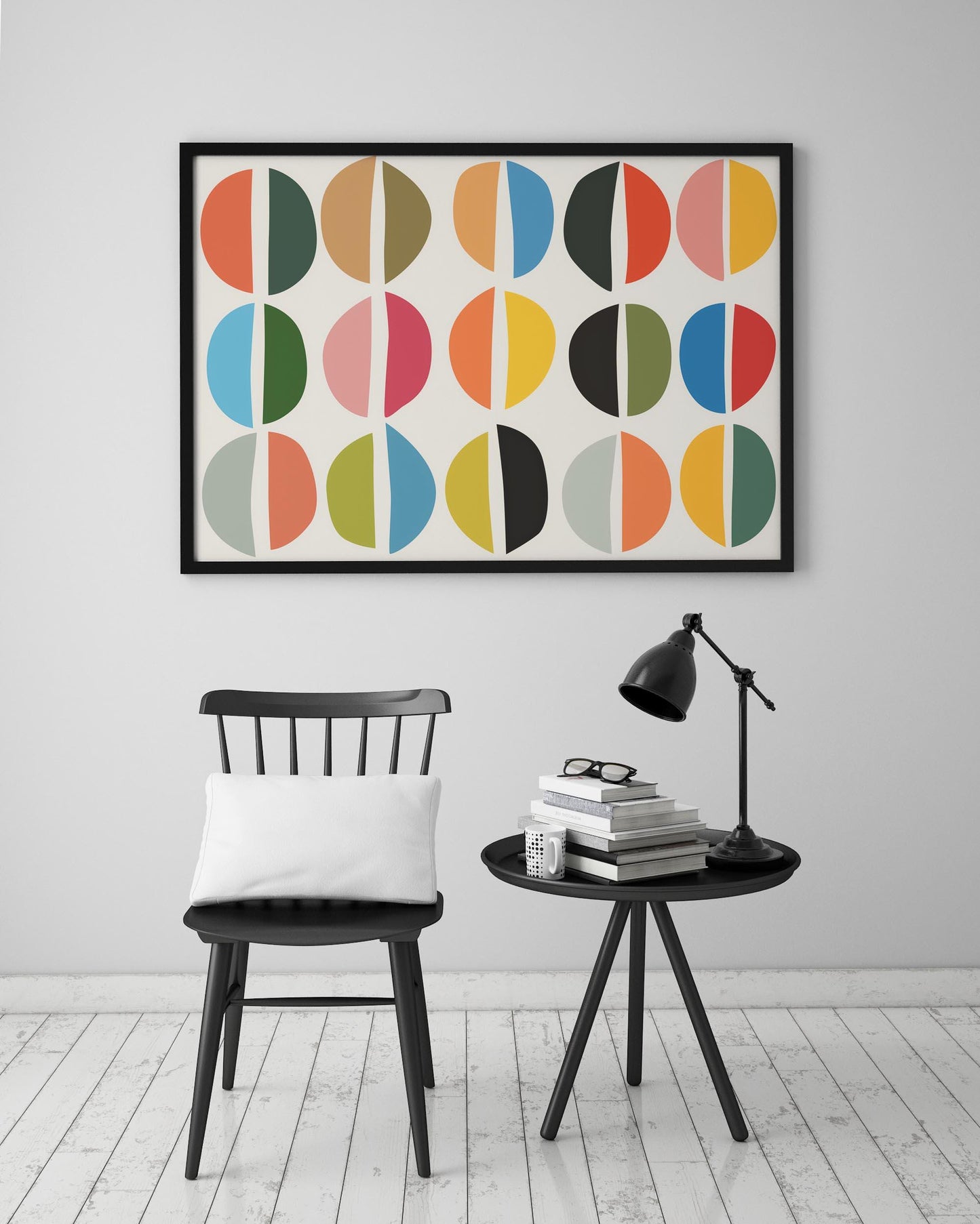 Colorful Mid-Century Modern Shapes Print – Retro Wall Art