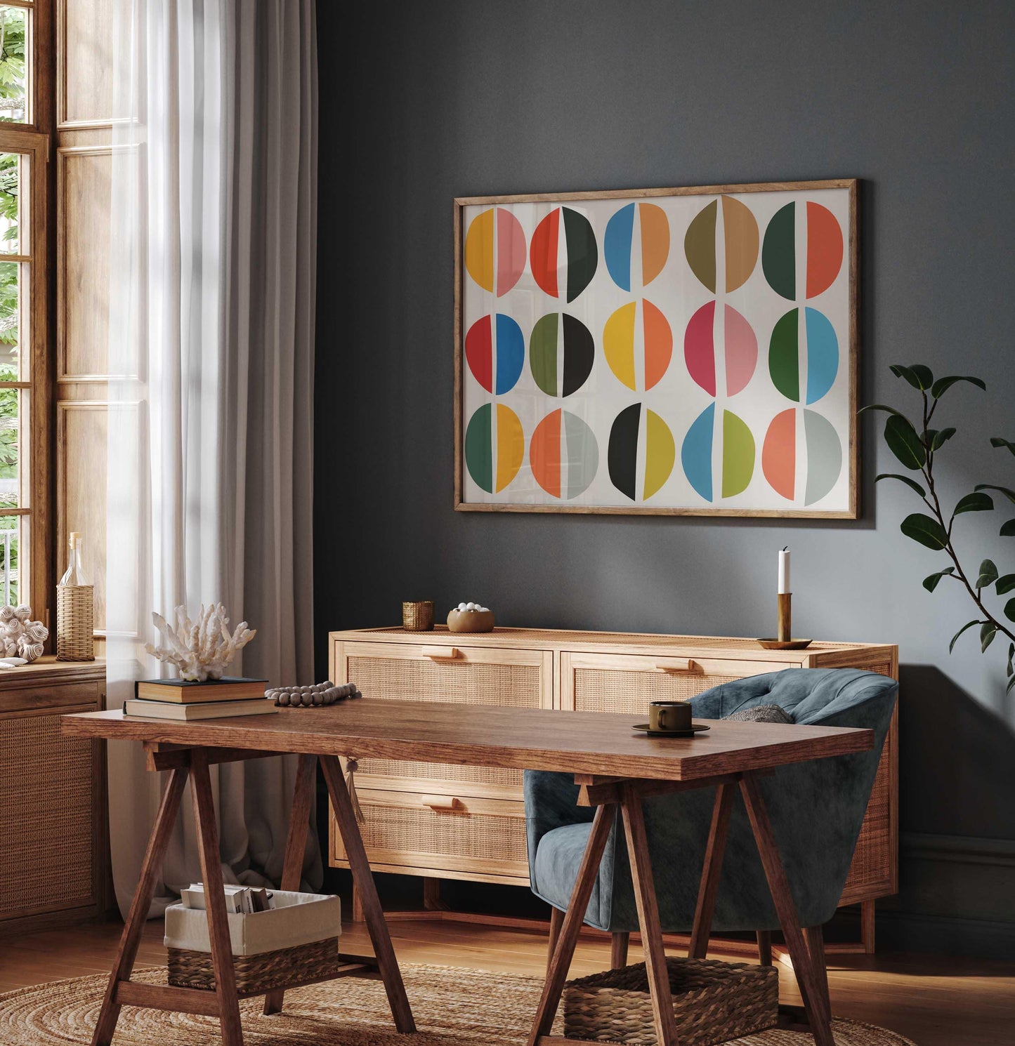 Colorful Mid-Century Modern Shapes Print – Retro Wall Art