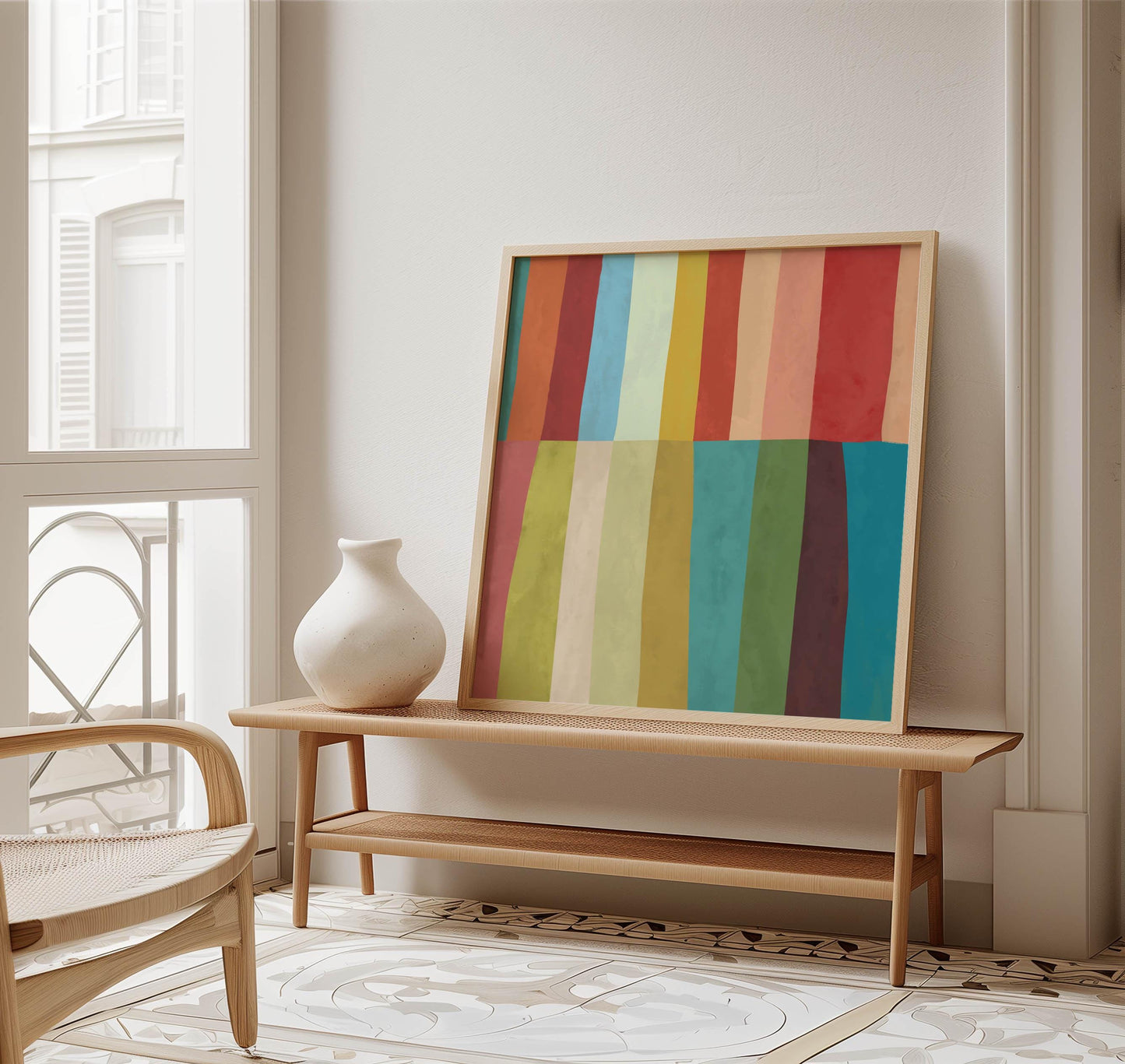 Colorful Striped Abstract Wall Art - Square Painting