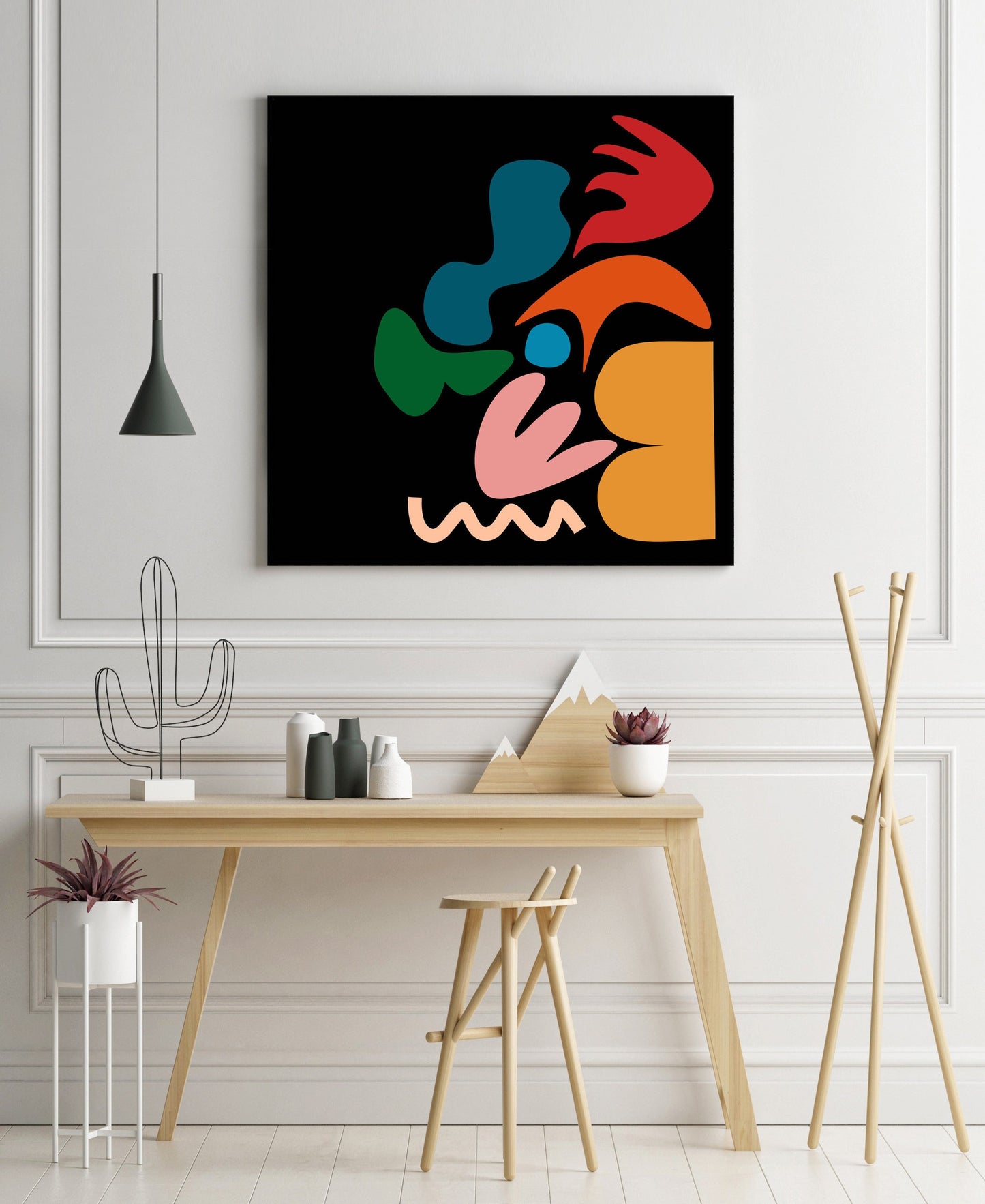 Funky Colorful Abstract Print - Playful Modern Shapes in Square