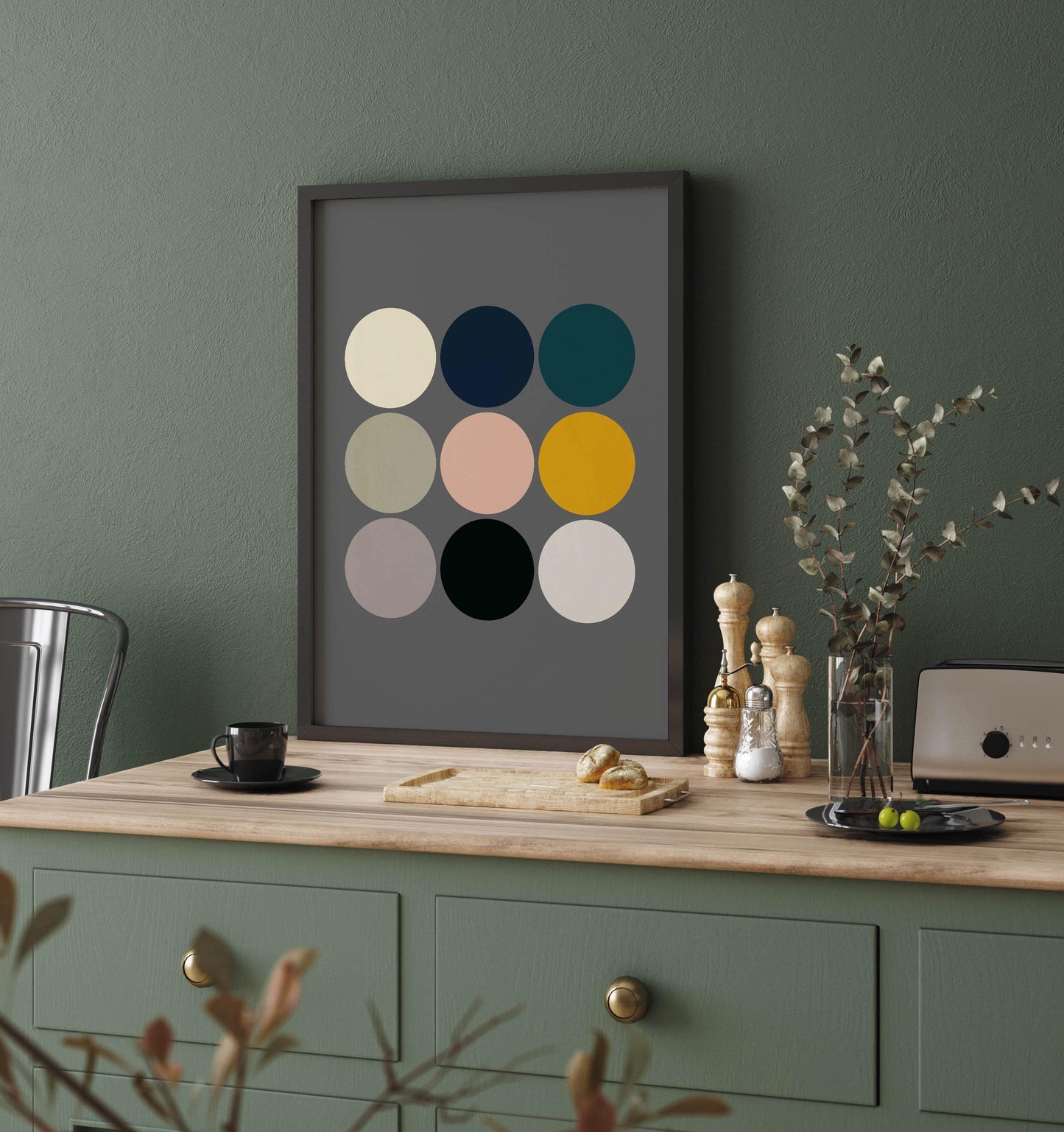 Mid Century Circle Wall Art - Modern Minimalist Printable Poster - Retro Color Block Digital Download