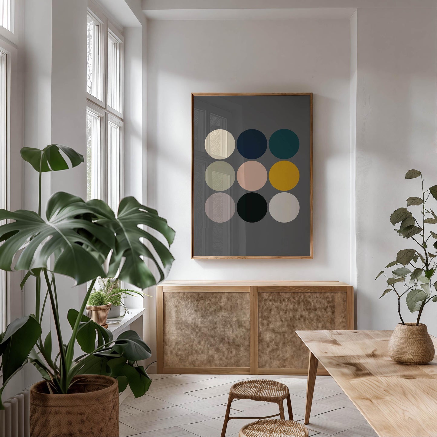 Mid Century Circle Wall Art - Modern Minimalist Printable Poster - Retro Color Block Digital Download