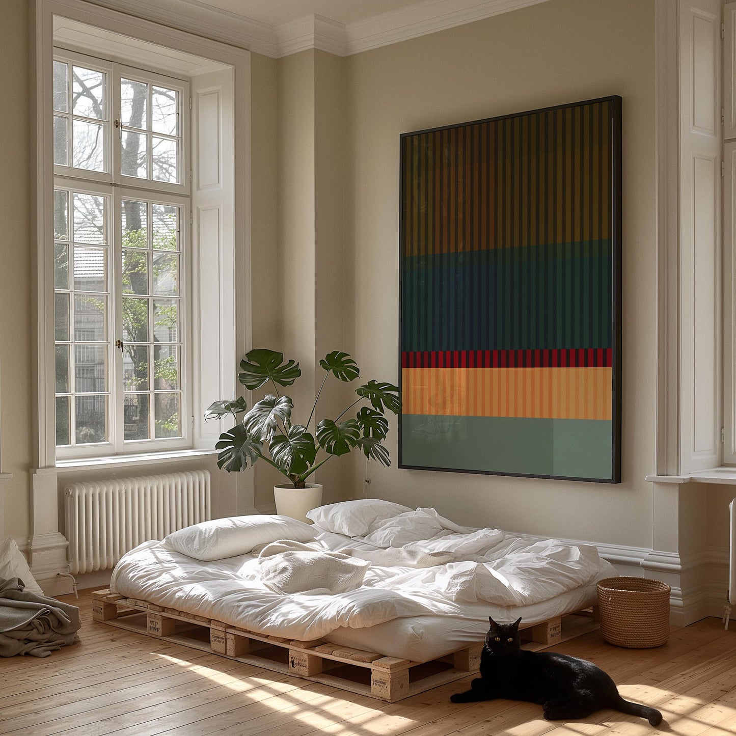 Modern Striped Abstract Print - Bold Color Block Wall Art