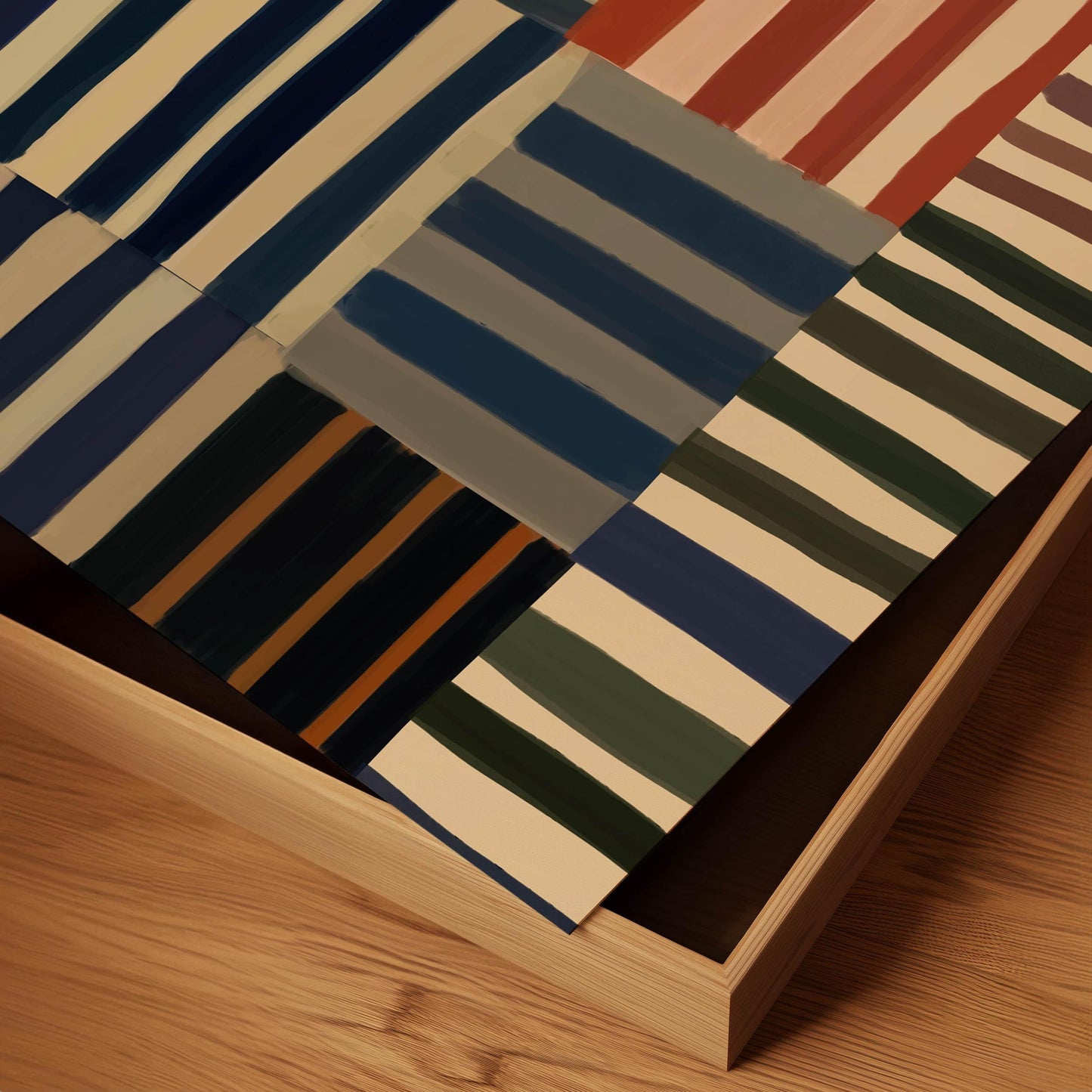 Modern Abstract Striped Wall Art - Colorful Geometric Square Digital Print